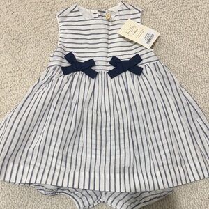 Rachel Riley Blue and White Striped Dress